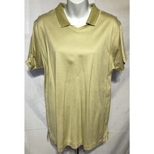 NWOT OuterBanks Polo Top L Green Stripe V-neck Collar Short Sleeve Sports Preppy